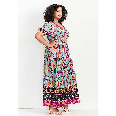 Avenue Women's Plus Size Petite Eve Border Dress