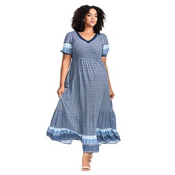 Avenue Women's Plus Size Eve Border Dress