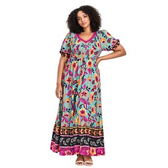 Avenue Women's Plus Size Eve Border Dress