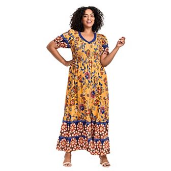 Avenue Women's Plus Size Eve Border Dress