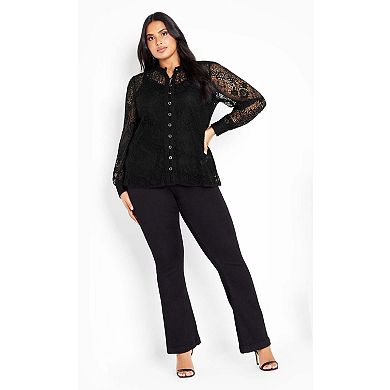 Avenue Women's Plus Size Jade Lace Shirt