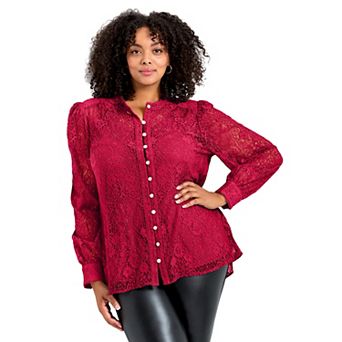 Avenue Women's Plus Size Jade Lace Shirt