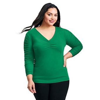 Avenue Women's Plus Size Naomi V Neck Gathered Sleeve Top