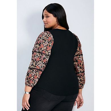Avenue Women's Plus Size Melody Blouson Sleeve Top