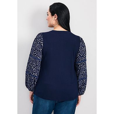 Avenue Women's Plus Size Melody Blouson Sleeve Top