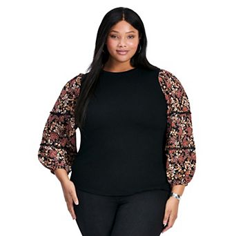 Avenue Women's Plus Size Melody Blouson Sleeve Top