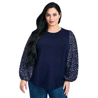 Avenue Women's Plus Size Melody Blouson Sleeve Top