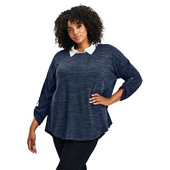 Avenue Women's Plus Size Tara Twofer Hacci Top