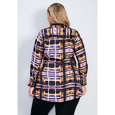 Avenue Women's Plus Size Goldi Satin Wrap Blouse