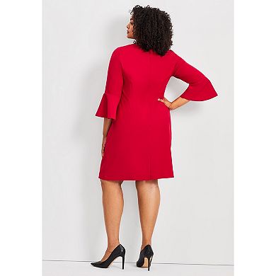 Avenue Women's Plus Size Cool Hand Bell Sleeve Dress