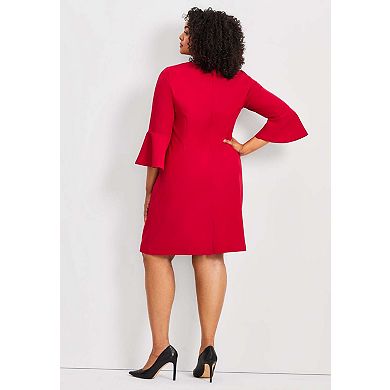 Avenue Women's Plus Size Cool Hand Bell Sleeve Dress
