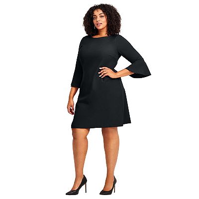 Avenue Women's Plus Size Cool Hand Bell Sleeve Dress - Navy