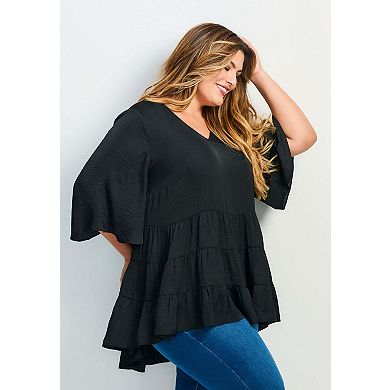 Avenue Women's Plus Size Aly Tiered Top