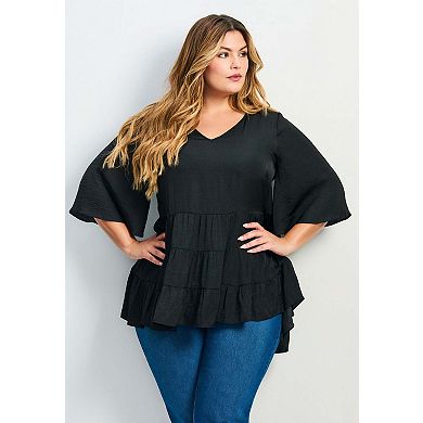 Avenue Women's Plus Size Aly Tiered Top