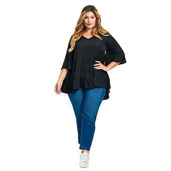Avenue Women's Plus Size Aly Tiered Top