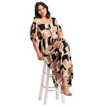 Avenue Women's Plus Size Ivy Tiered Button Front Dress