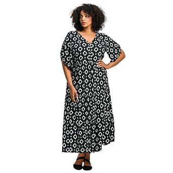 Avenue Women's Plus Size Ivy Tiered Button Front Dress