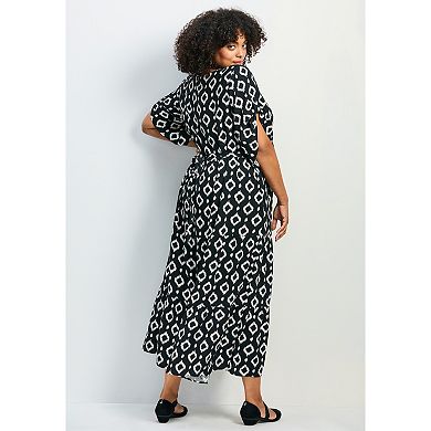 Avenue Women's Plus Size Ivy Tiered Button Front Dress