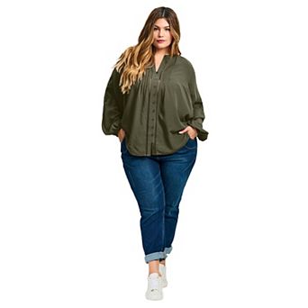 Avenue Women's Plus Size Gabby Embroidered Pintuck Shirt
