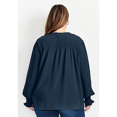 Avenue Women's Plus Size Marcie Shirred Detail Blouse