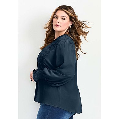 Avenue Women's Plus Size Marcie Shirred Detail Blouse