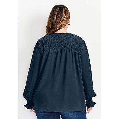 Avenue Women's Plus Size Marcie Shirred Detail Blouse