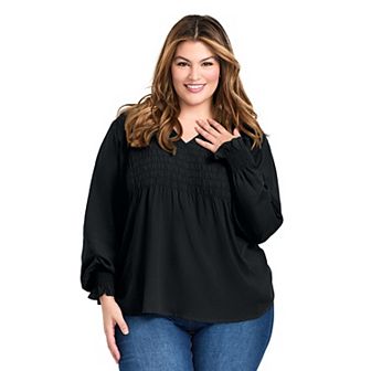 Avenue Women's Plus Size Marcie Shirred Detail Blouse