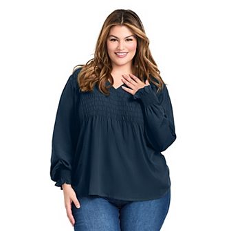 Avenue Women's Plus Size Marcie Shirred Detail Blouse