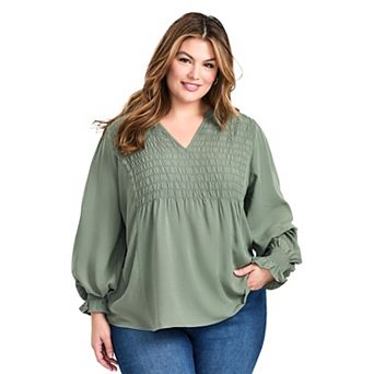 Avenue Women's Plus Size Marcie Shirred Detail Blouse