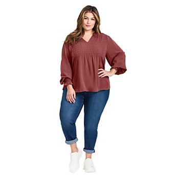 Avenue Women's Plus Size Marcie Shirred Detail Blouse
