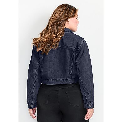 Avenue Women's Plus Size Emma Denim Cropped Jacket