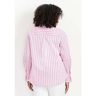 Avenue Women's Plus Size Classic Stripe Boyfriend Shirt