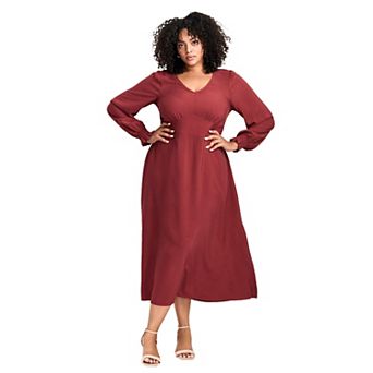 Avenue Women's Plus Size Allure V-Neckline Dress