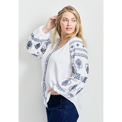 Avenue Women's Plus Size Angelina Embroidered Blouse