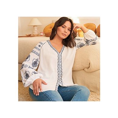 Avenue Women's Plus Size Angelina Embroidered Blouse