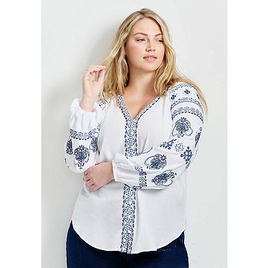 Avenue Women's Plus Size Angelina Embroidered Blouse