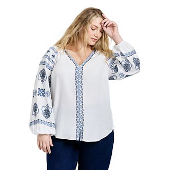 Avenue Women's Plus Size Angelina Embroidered Blouse