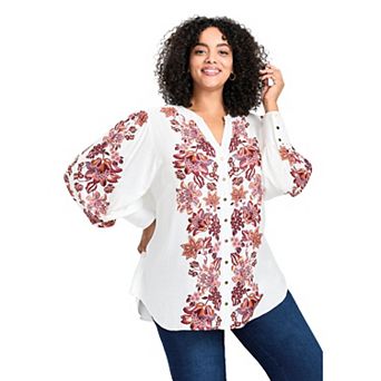 Avenue Women's Plus Size Sofia Long Sleeve Blouse