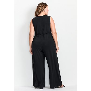 Avenue Women's Plus Size Audrey Twist Front Jumpsuit