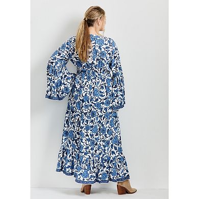 Avenue Women's Plus Size Arlo Bell Sleeve Maxi Dress