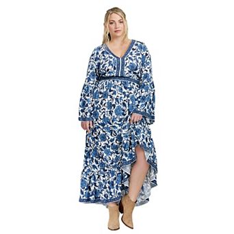 Avenue Women's Plus Size Arlo Bell Sleeve Maxi Dress