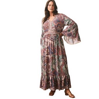 Avenue Women's Plus Size Arlo Bell Sleeve Maxi Dress