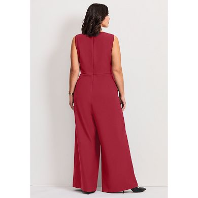 Avenue Women's Plus Size Cool Hand Wide Leg Jumpsuit
