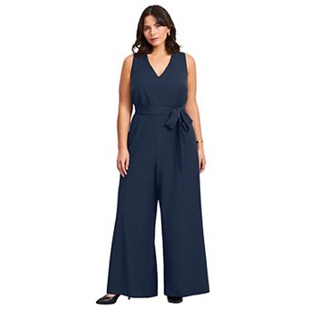 Avenue Women's Plus Size Cool Hand Wide Leg Jumpsuit