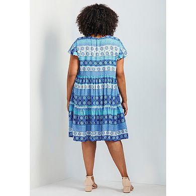 Avenue Women's Plus Size Unwind Tiers Dress