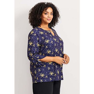 Avenue Women's Plus Size Keyhole Hardware Top