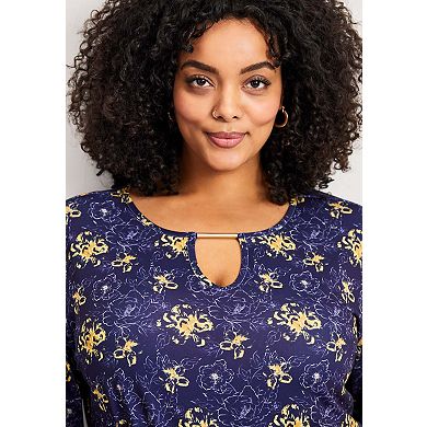 Avenue Women's Plus Size Keyhole Hardware Top