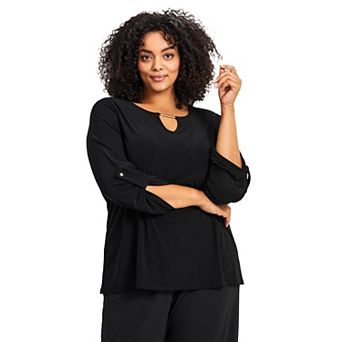 Avenue Women's Plus Size Keyhole Hardware Top