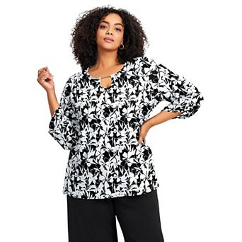 Avenue Women's Plus Size Keyhole Hardware Top