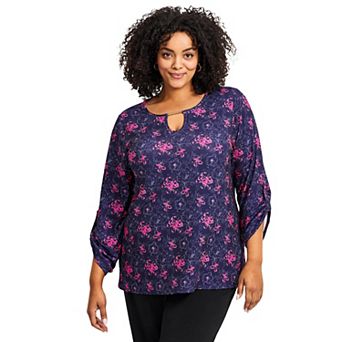 Avenue Women's Plus Size Keyhole Hardware Top